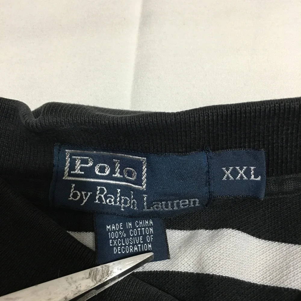 Polo Ralph Lauren Polo Shirt Mens 2XL Black Striped Preppy